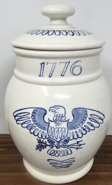 Vtg Patriotic Poppitrail Metlox Cali 1776 Eagle Cookie Jar Provincial Canister